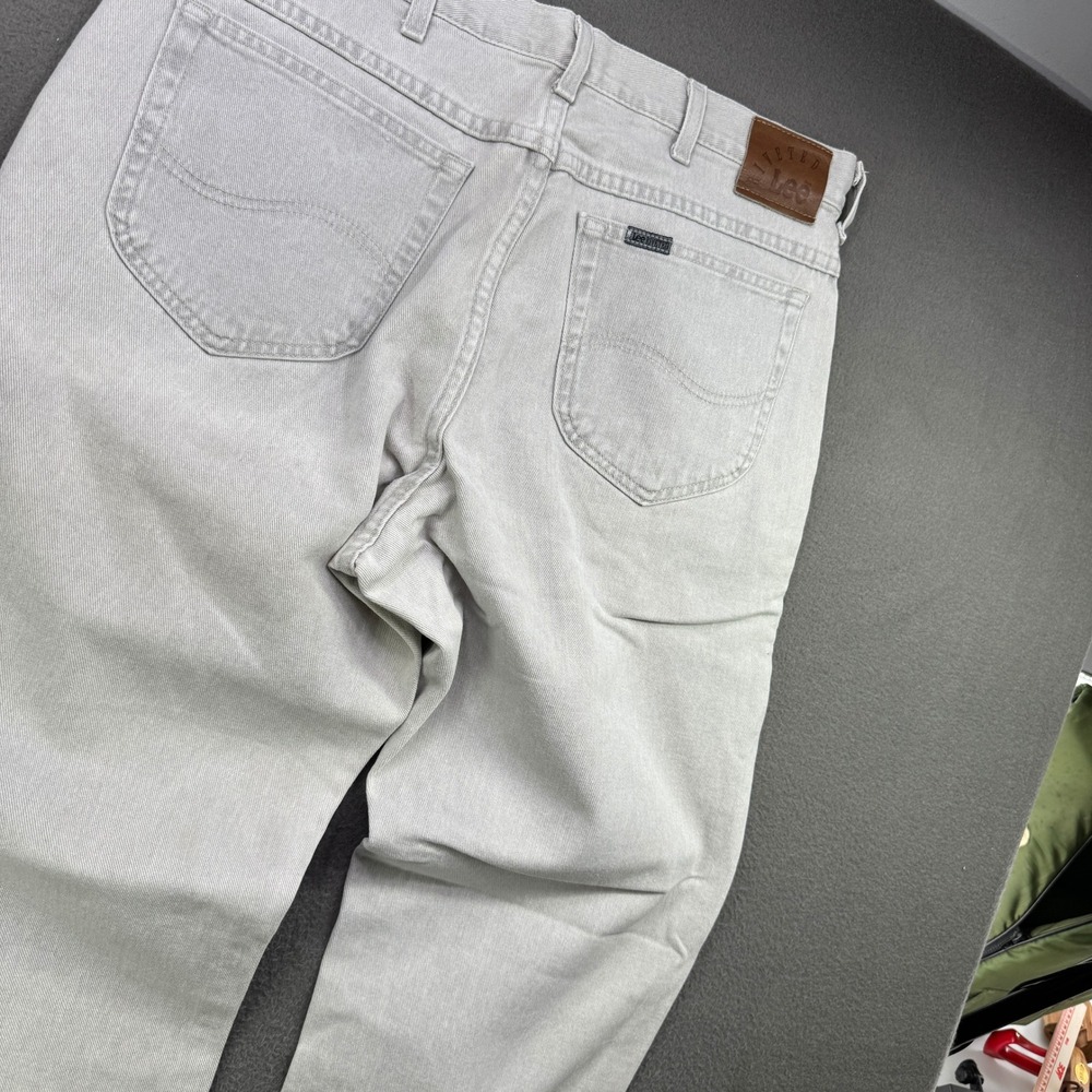 Vintage Lee Riveted Jeans Mens 36x30 (34) Gray Denim Straight Regular 90s Grunge - Picture 11 of 12
